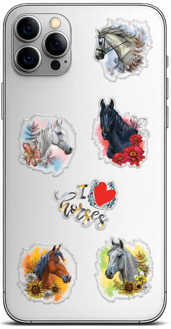 STICKDECO™ PHS 355008 — sada dekorů s koňmi a květinami
