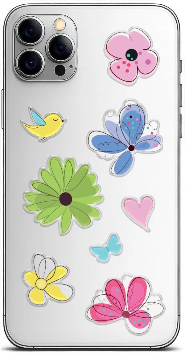 STICKDECO™ PHS 355014 — sada dekorů s květinami, motýly a ptáčkem