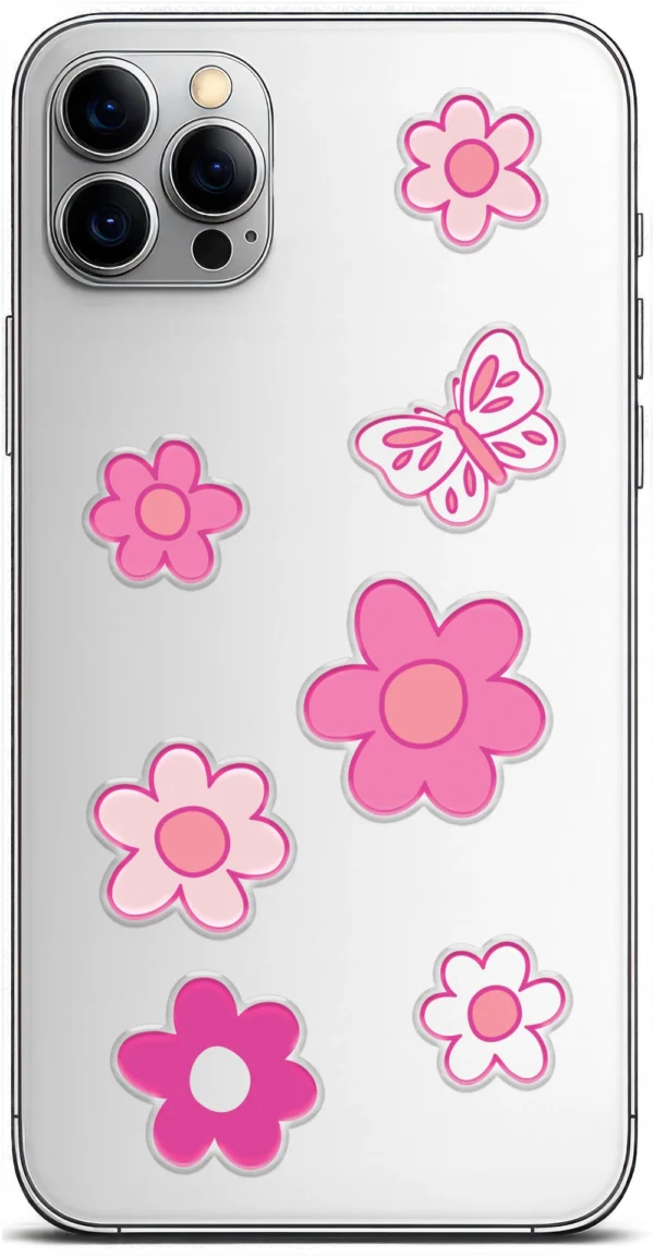 STICKDECO™ PHS 355019 — sada dekorů s růžovými květinami a motýlem