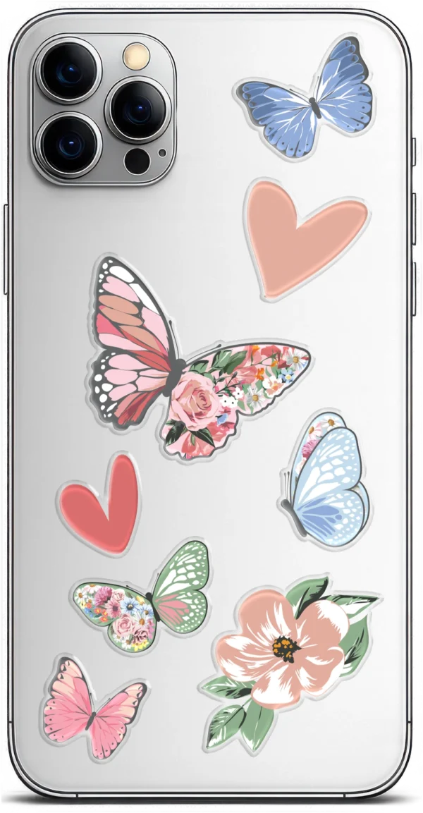 STICKDECO™ PHS 355030 — sada dekorů s motýly, květinami a srdci
